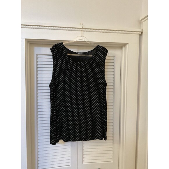 Vikki Vi Womens Black White Stretchy Sleeveless Travel Tunic Top, Size 2X - Picture 2 of 10